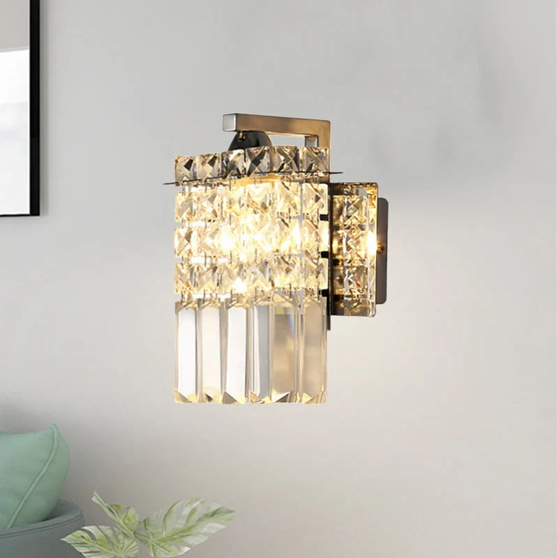 Indoor Wall Sconce Rectangular Crystalline Chromium Hardwired E12 E14
