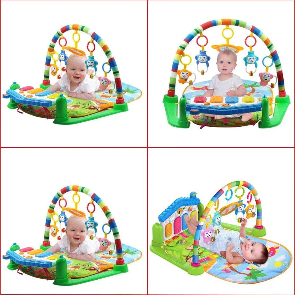 Infant Play Gym Mat Kick-Activated Piano Detachable Teethers