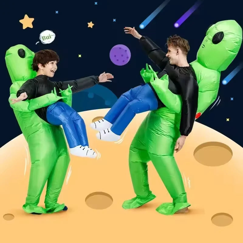 Inflatable Alien Abduction Costume Battery-Powered Fan Adult & Kids Sizes