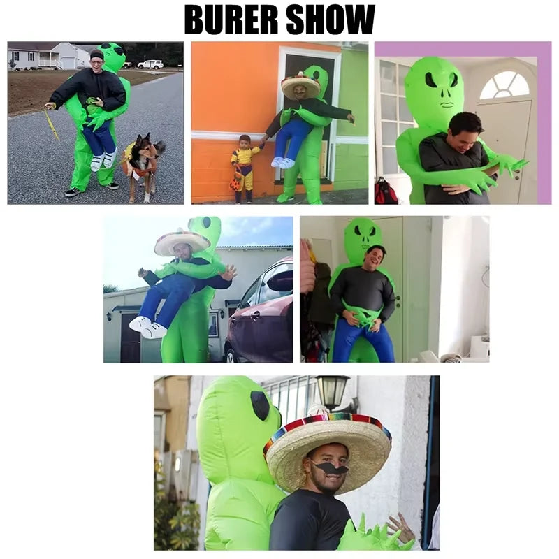 Inflatable Alien Abduction Costume Battery-Powered Fan Adult & Kids Sizes