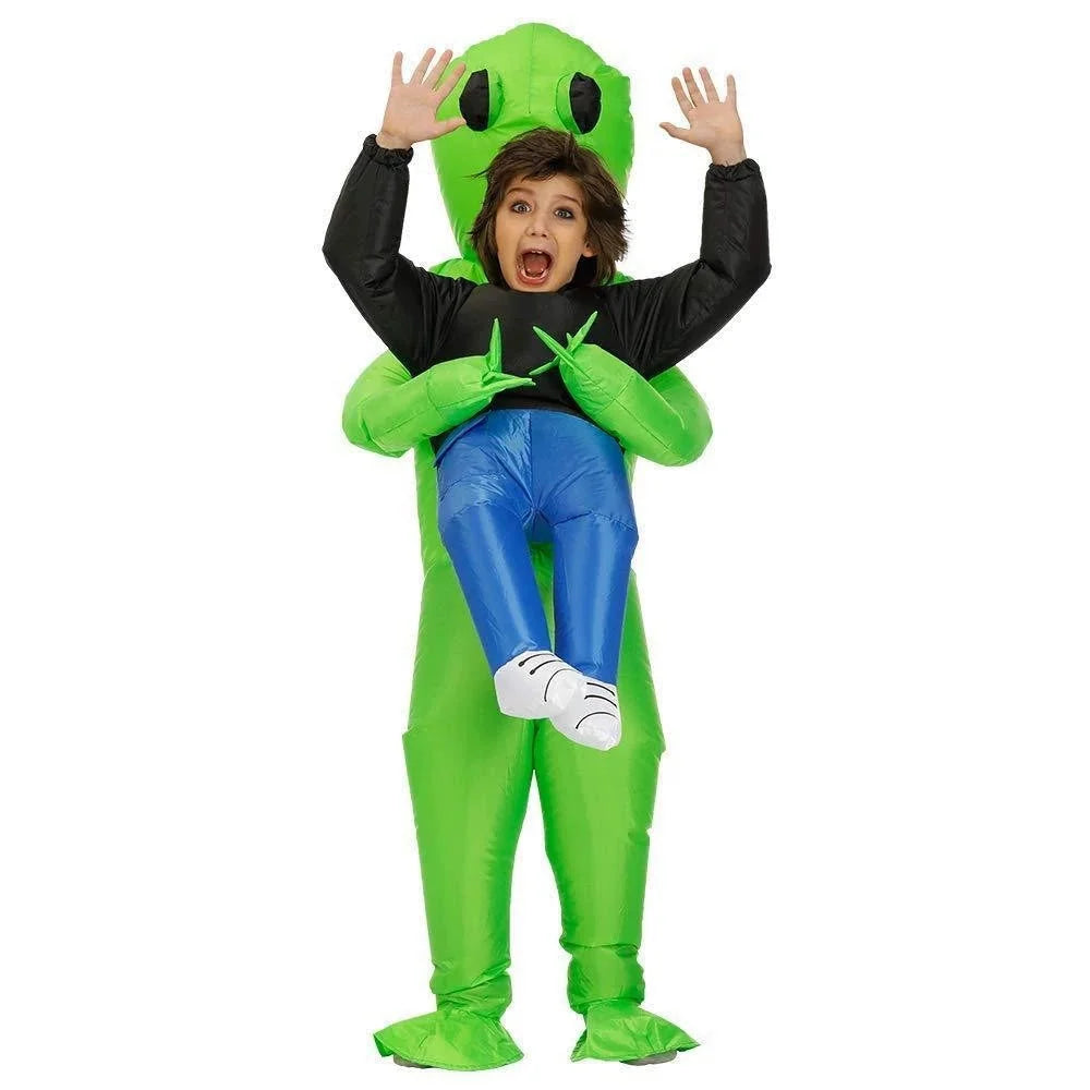 Inflatable Alien Abduction Costume Battery-Powered Fan Adult & Kids Sizes