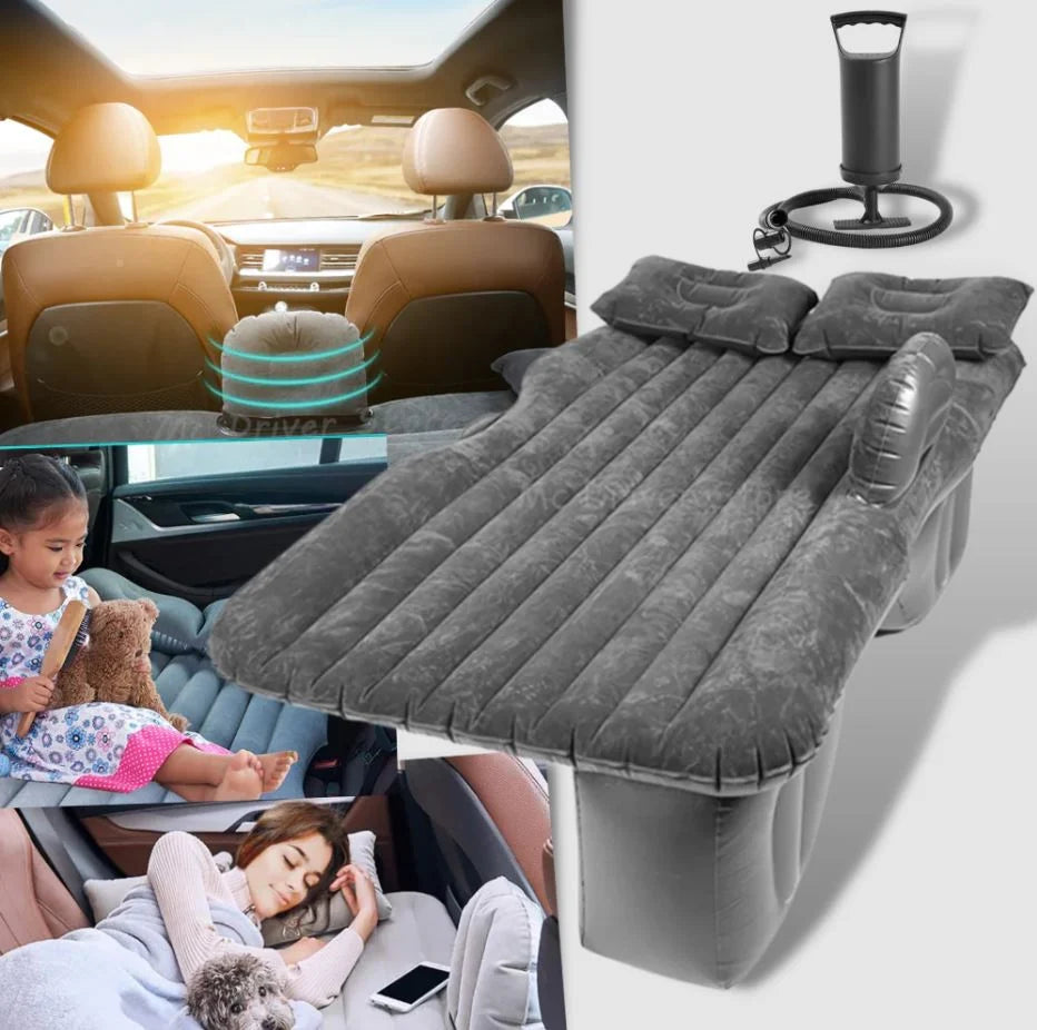 Inflatable Car Bed Plush Flocked Pump & Pillows