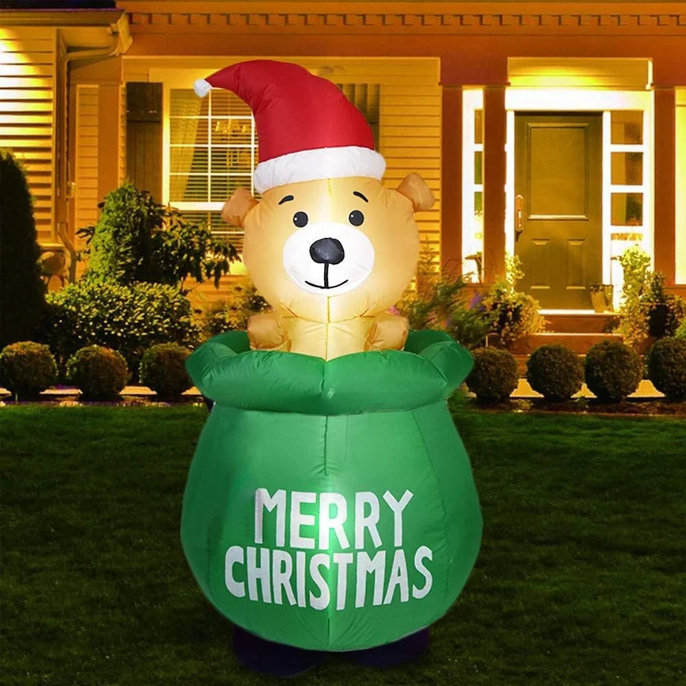 Inflatable Christmas Bear Quick-Inflate Weather-Resistant Indoor & Outdoor