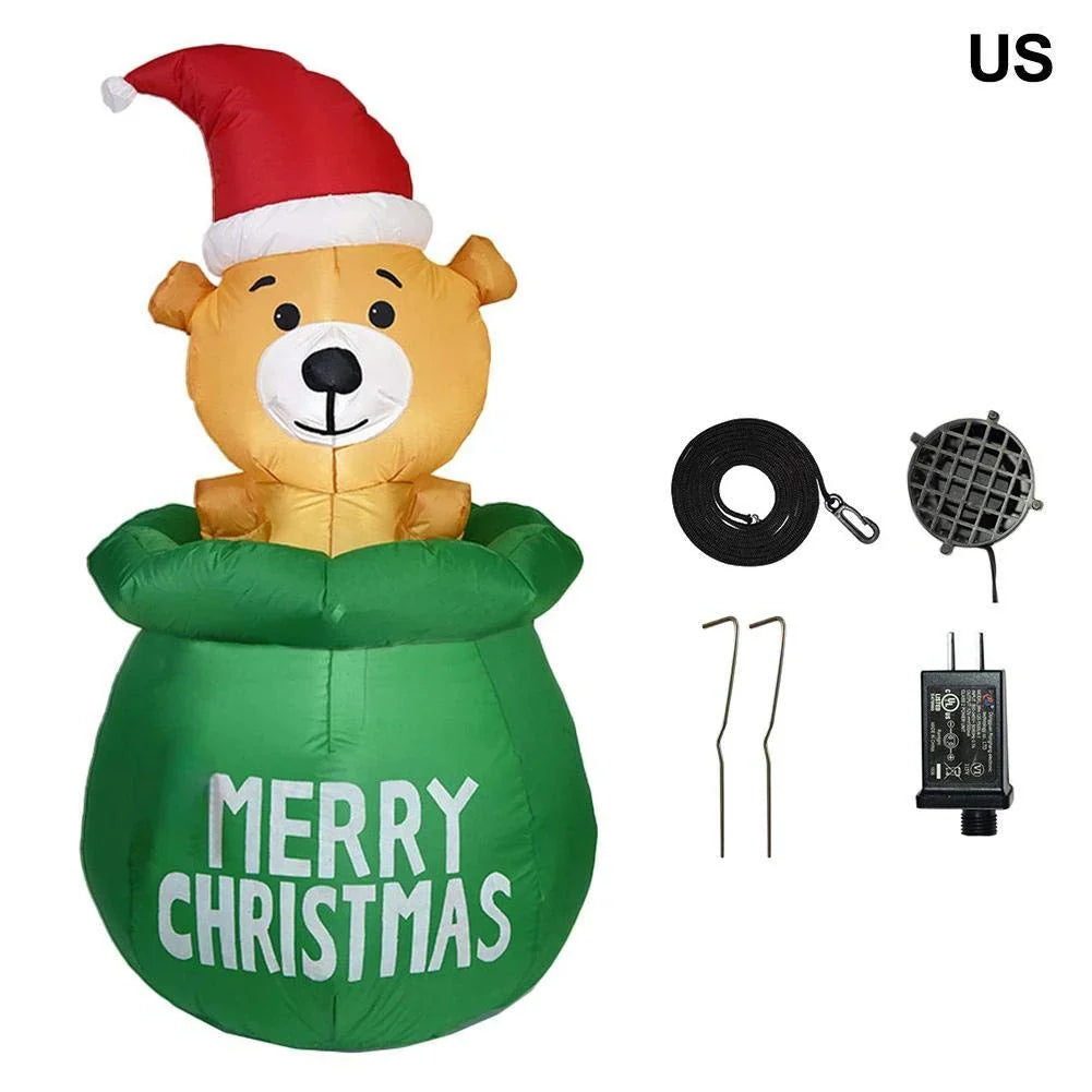 Inflatable Christmas Bear Quick-Inflate Weather-Resistant Indoor & Outdoor