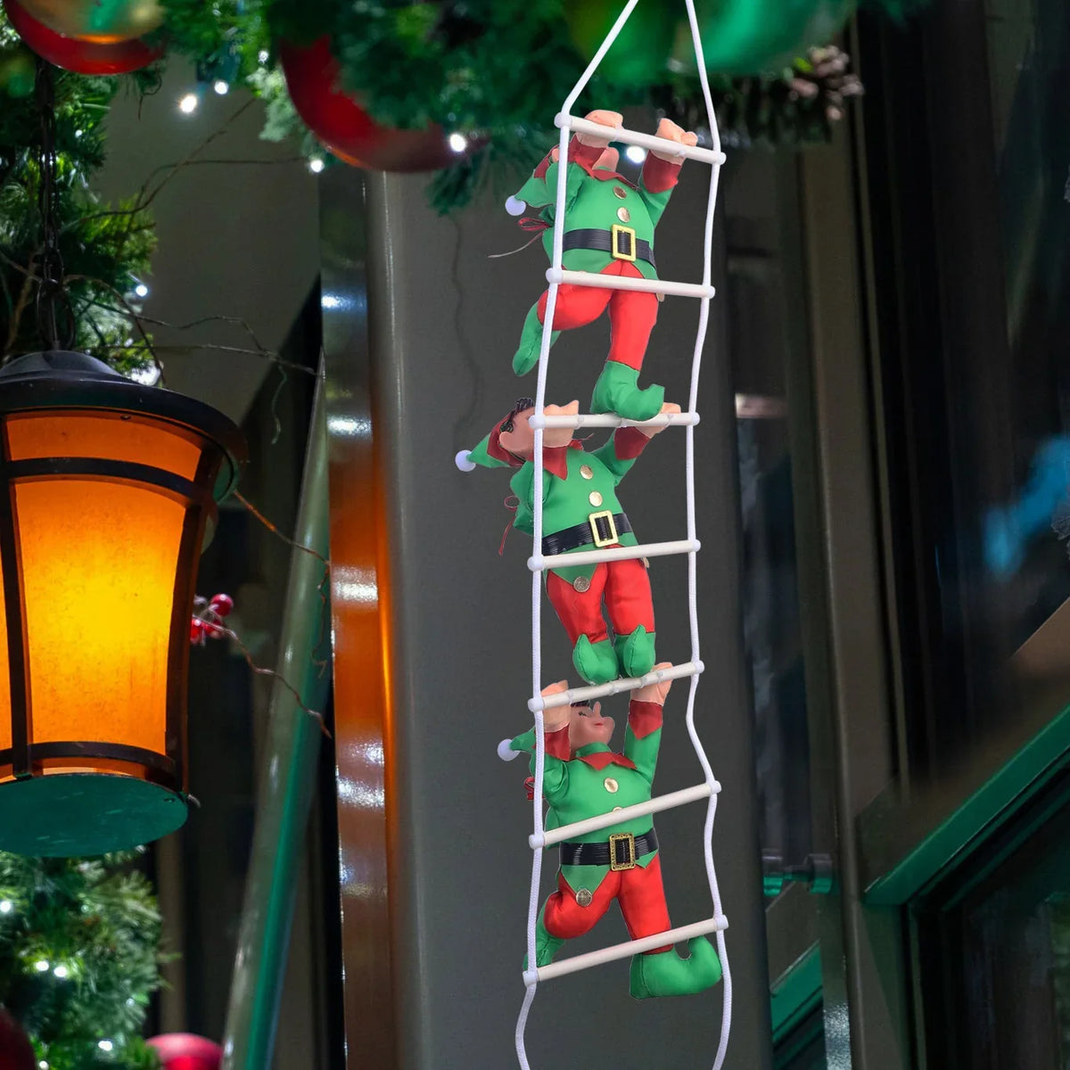Inflatable Decoration Triple Santa Ladder Quick-Inflate Durable Fabric
