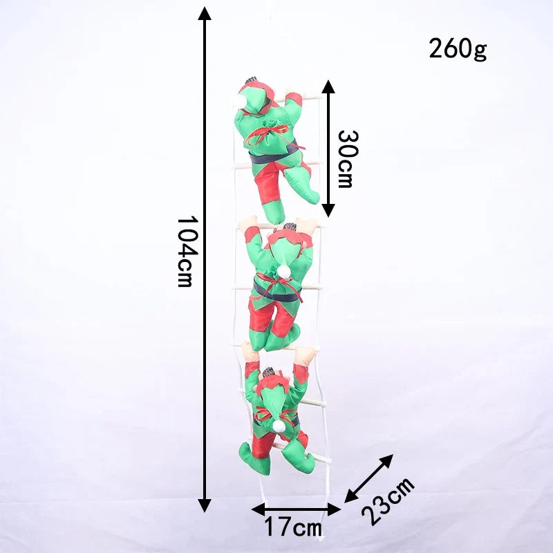 Inflatable Decoration Triple Santa Ladder Quick-Inflate Durable Fabric