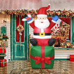Inflatable Santa Built-In Blower LED Lights Weather-Resistant Fabric