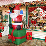 Inflatable Santa Built-In Blower LED Lights Weather-Resistant Fabric