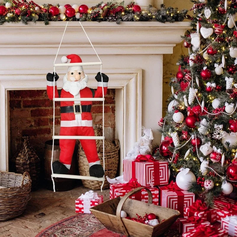 Inflatable Santa On Ladder LED-Lit Weatherproof Easy Setup