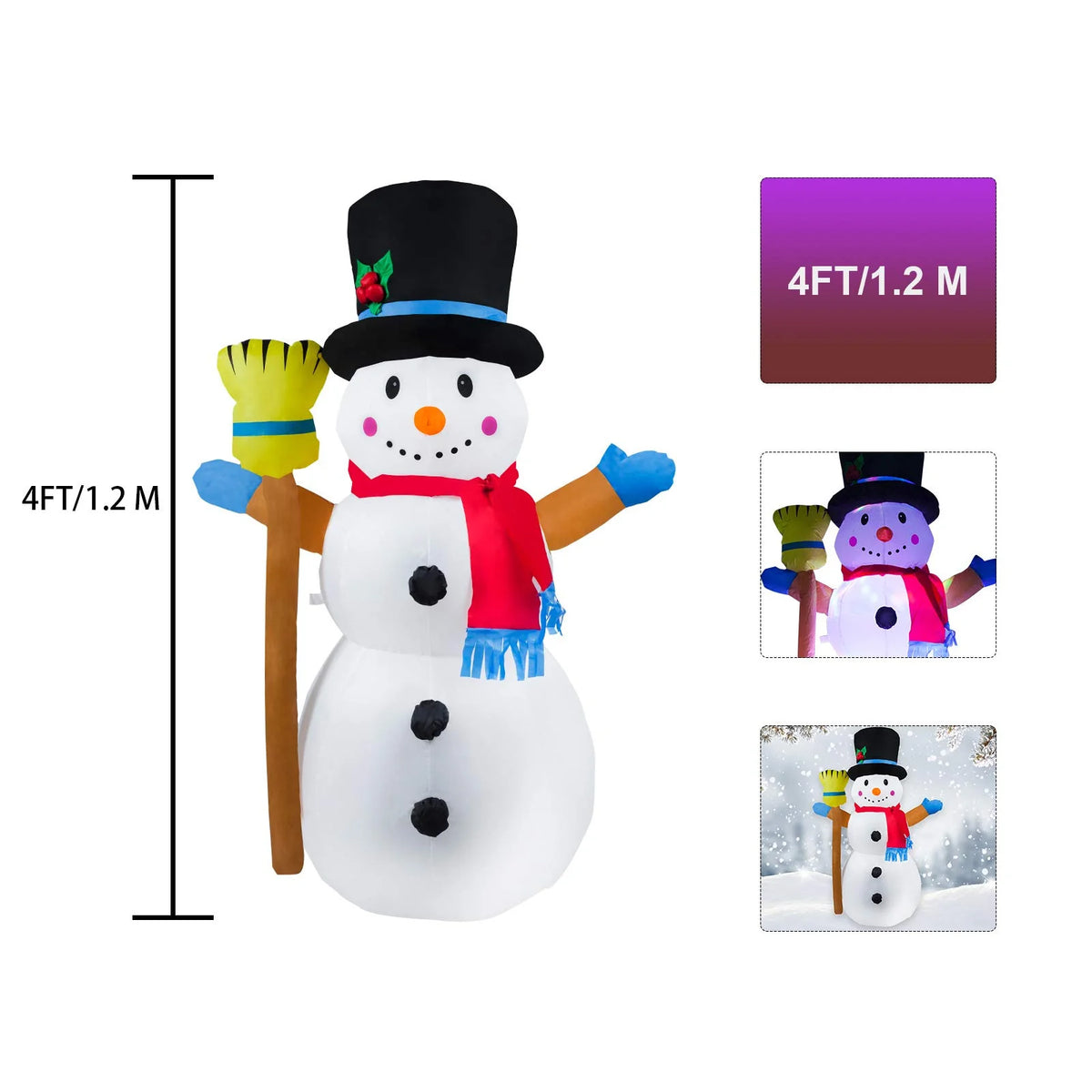 Inflatable Snowman Built-In Blower Weatherproof Anchoring Kit