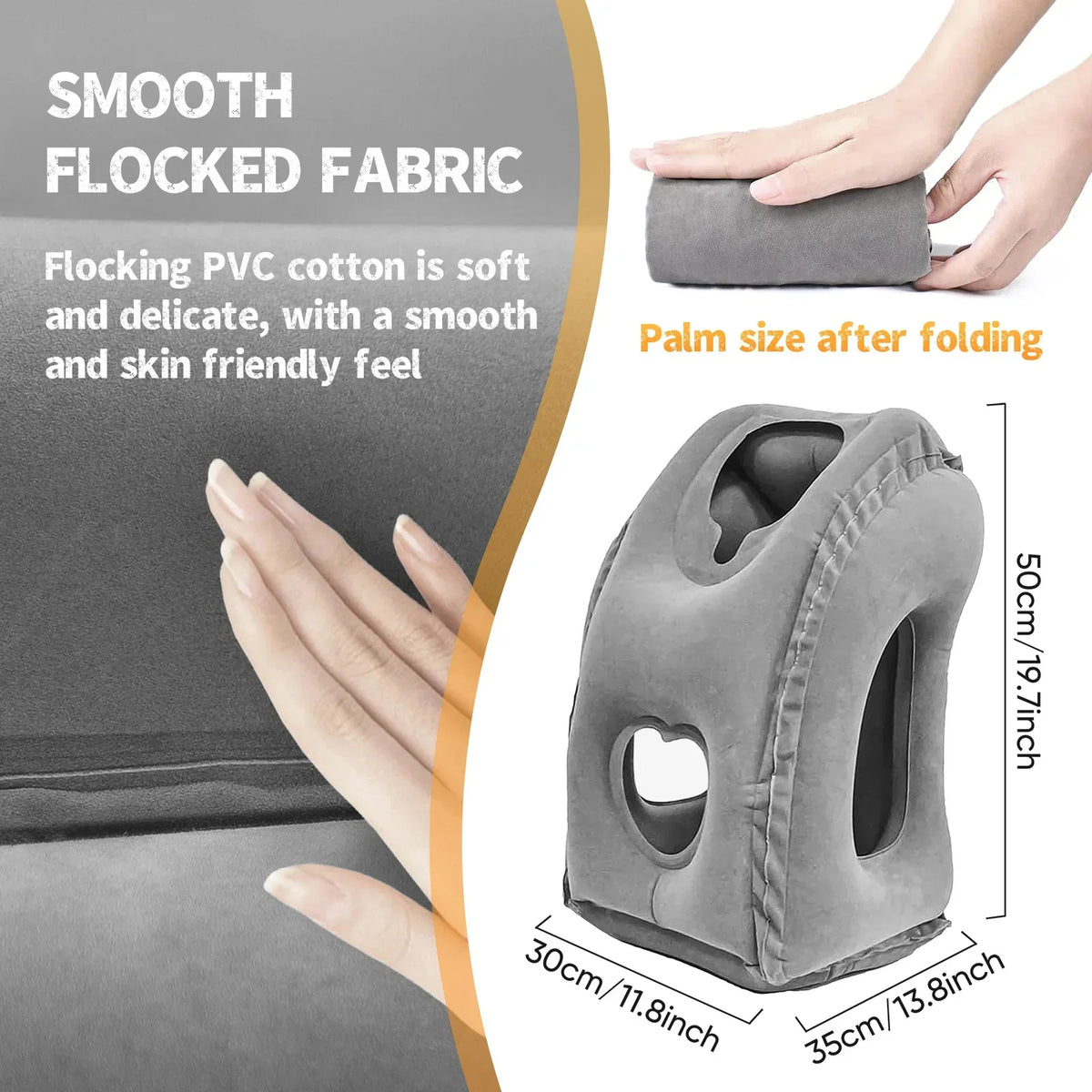 Inflatable Travel Pillow 360° Support & Patented Fast-Inflate Valve