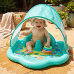 Inflatable Water Play Mat Integrated Sun Canopy