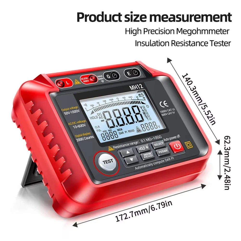 Insulation Resistance Tester AC/DC 10-600V Data Logging PI & DAR