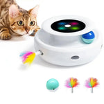Interactive Cat Toy Automatic Rotating Feather Wand & LED Ball