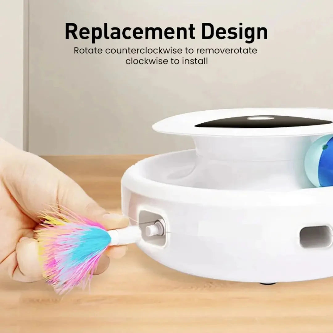 Interactive Cat Toy Rotating Feather & LED Ball
