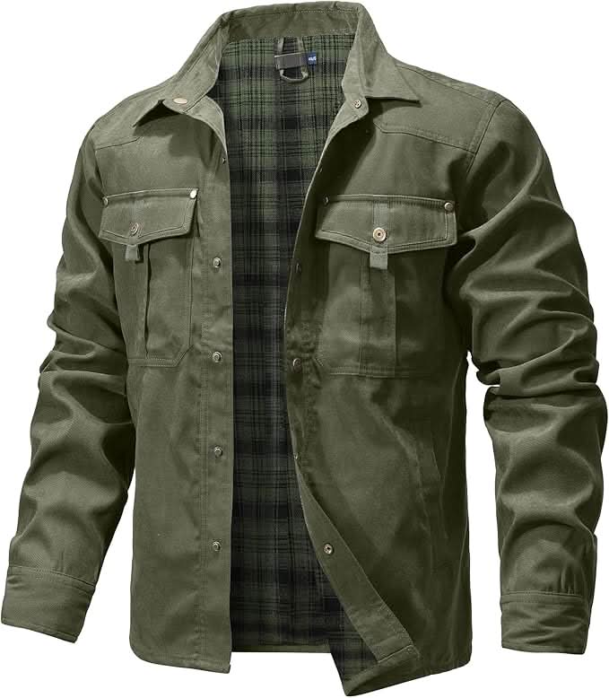 Jacket Lightweight Button-Up Plaid Lining