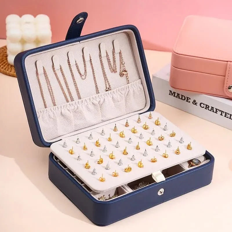 Jewelry Box Leather Magnetic Closure 8 Compartments