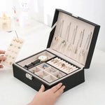 Jewelry Box Two-Tier Wood & PU Leather Organizer