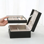 Jewelry Box Two-Tier Wood & PU Leather Organizer