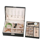 Jewelry Box Two-Tier Wood & PU Leather Organizer