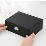 Jewelry Box Two-Tier Wood & PU Leather Organizer