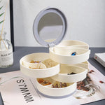 Jewelry Organizer Velvet Multi-Tier Rotating Compact Storage