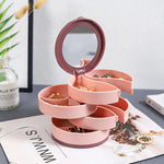 Jewelry Organizer Velvet Multi-Tier Rotating Compact Storage