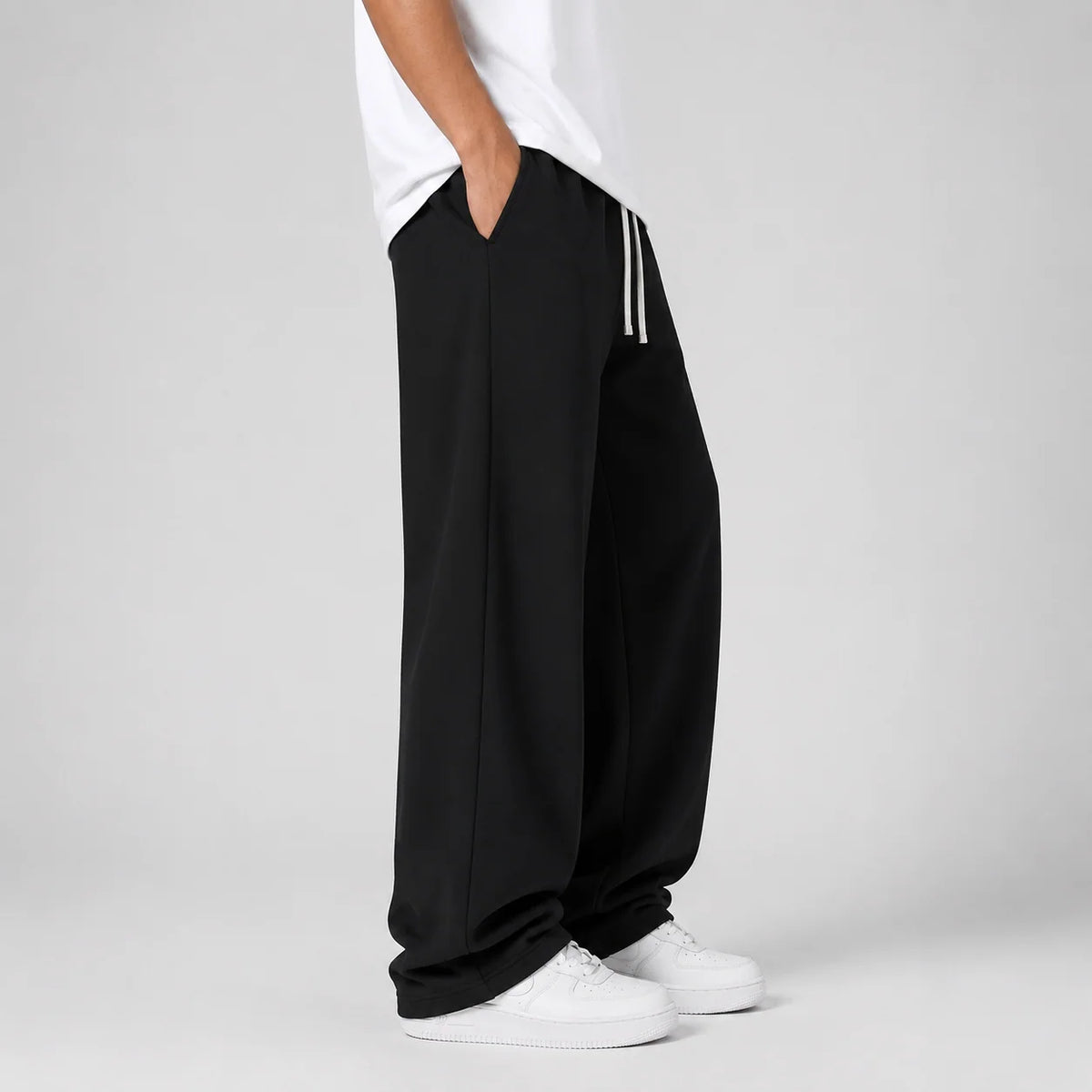 Joggers Thick Knit Wide-Leg Adjustable Drawstring Waist