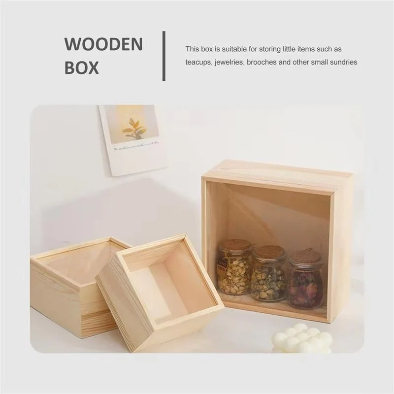 Keepsake Storage Box Unfinished Wood Sliding Lid