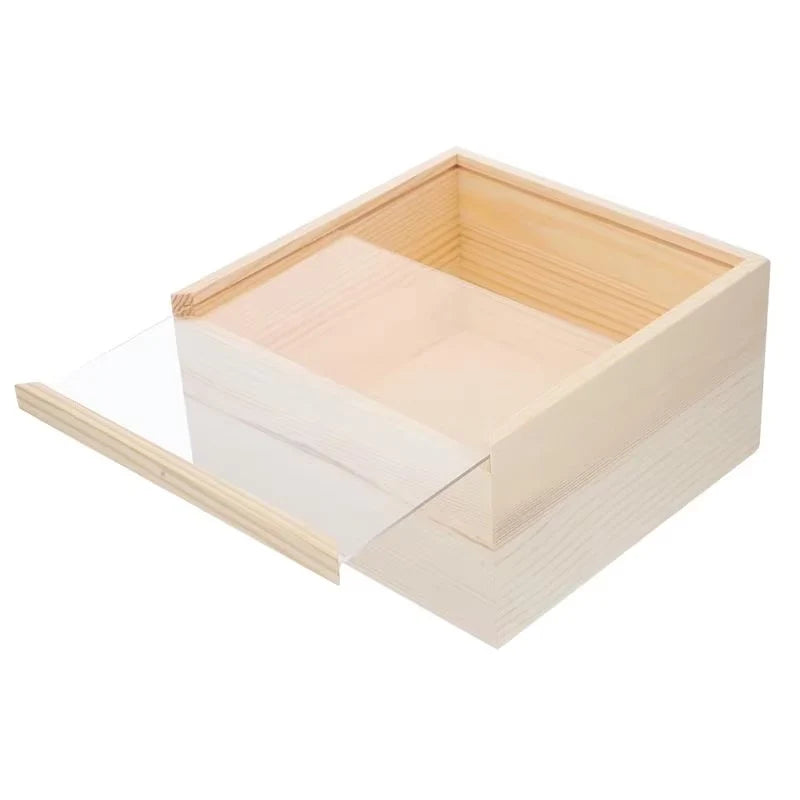 Keepsake Storage Box Unfinished Wood Sliding Lid
