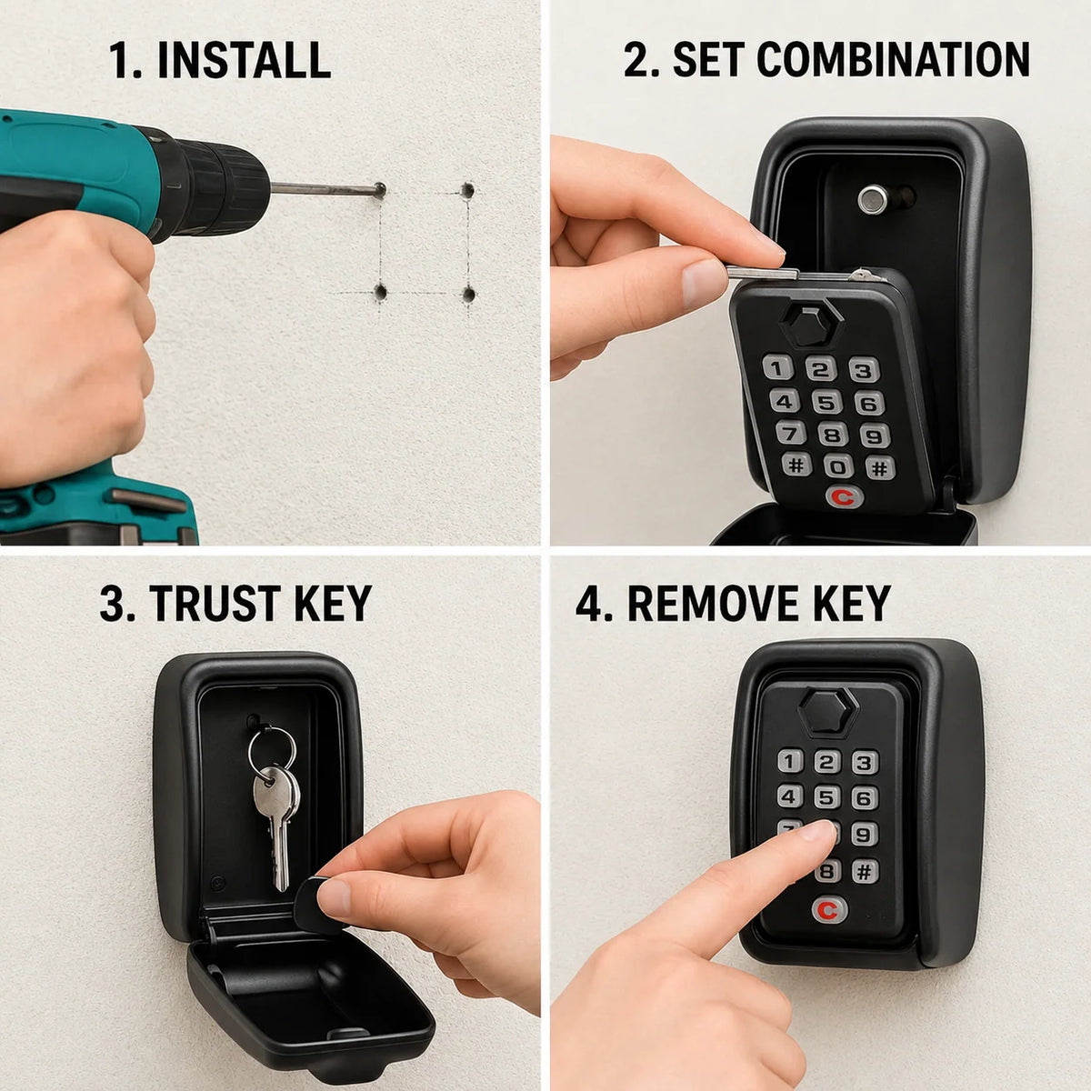 Key Safe Weather-Resistant Metal Adjustable Combination Lock
