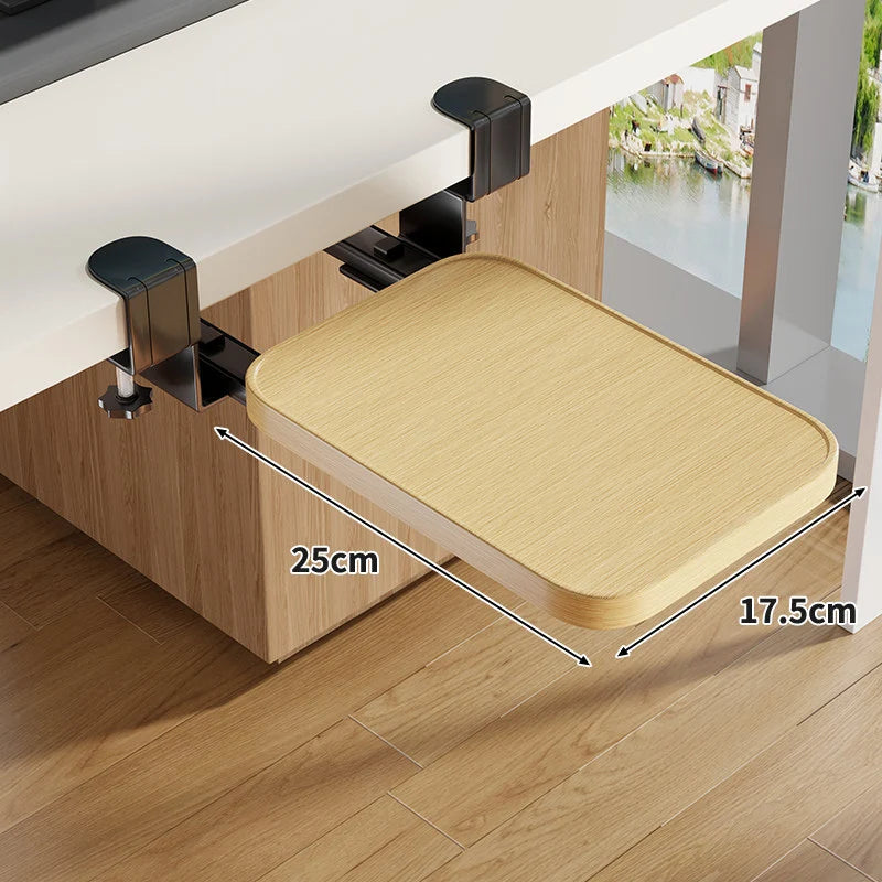 Keyboard Tray Sliding Clamp-On Wood-Grain Surface
