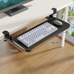 Keyboard Tray Sliding Clamp-On Wood-Grain Surface