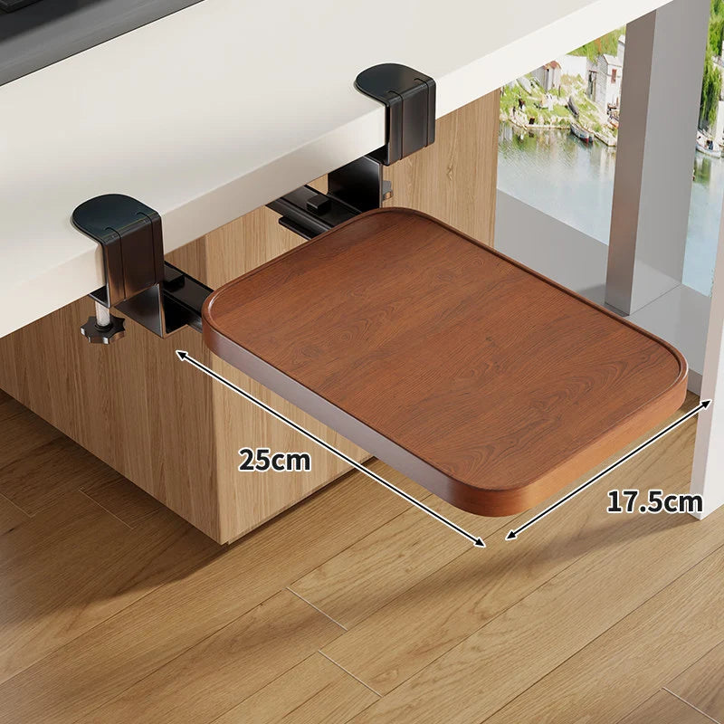 Keyboard Tray Sliding Clamp-On Wood-Grain Surface