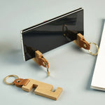 Keychain Phone Stand Handmade Natural Wood Portable