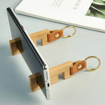 Keychain Phone Stand Handmade Natural Wood Portable