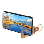 Keychain Phone Stand Handmade Natural Wood Portable