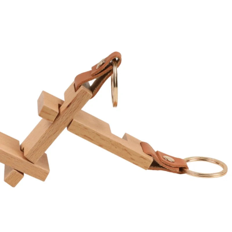Keychain Phone Stand Handmade Natural Wood Portable