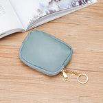 Keychain Pouch Leather Zipper Closure Compact Storage