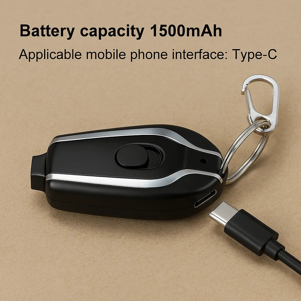 Keychain Power Bank Compact 1500mAh Type-C