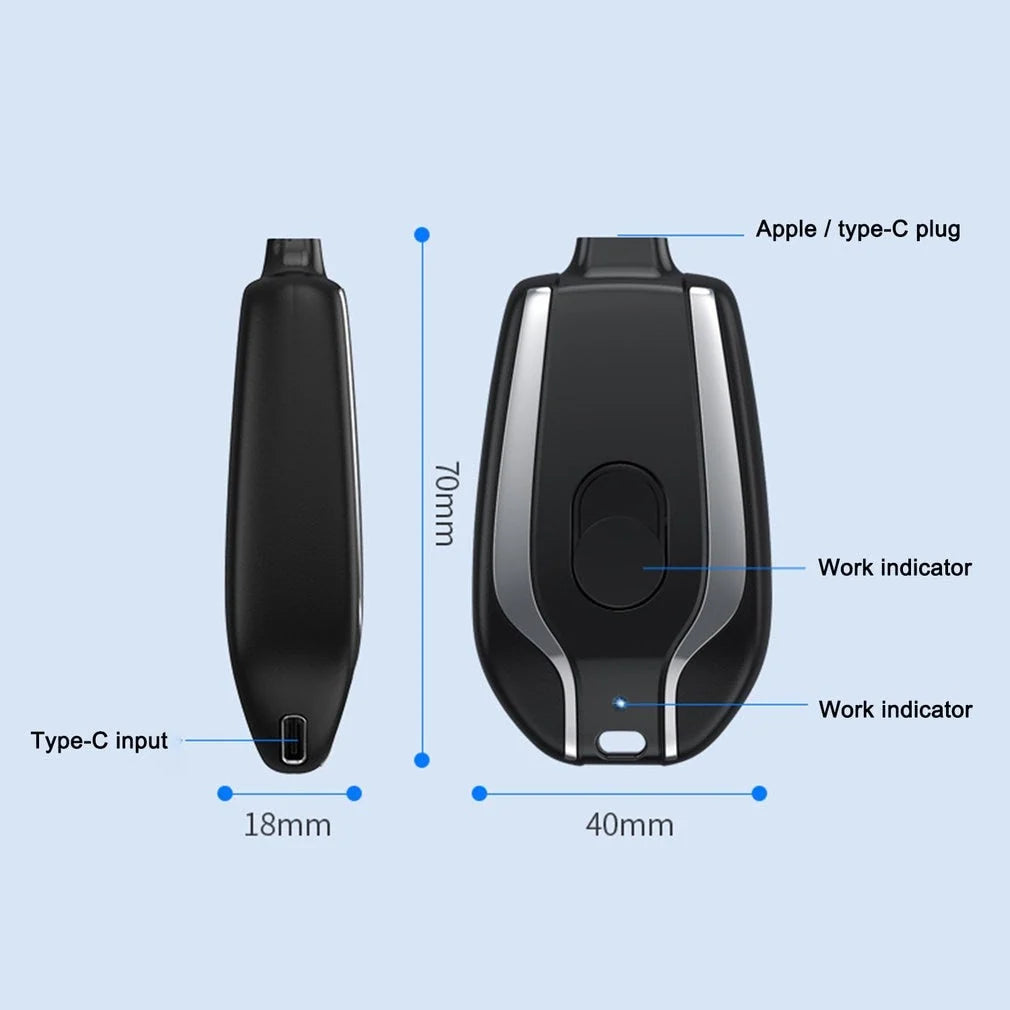 Keychain Power Bank Compact 1500mAh Type-C