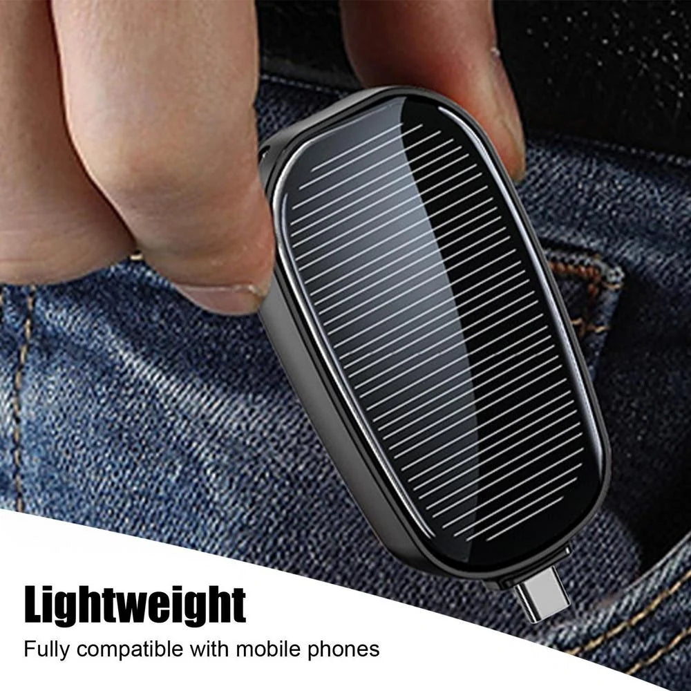 Keychain Power Bank Solar Charging 1200mAh Type-C