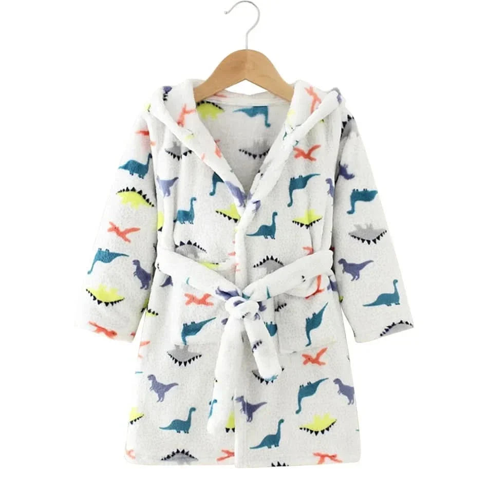 Kids Bathrobe Hooded Soft Flannel Quick-Drying