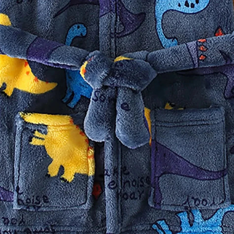 Kids Bathrobe Hooded Soft Flannel Quick-Drying