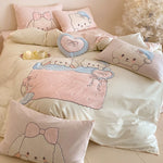 Kids Bedding Set Cotton Blend Plush Animal Appliqués Machine Washable