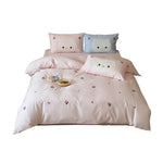 Kids Bedding Set Cotton Cat & Cherry Embroidery