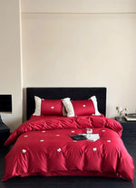 Kids Bedding Set Cotton Satin Embroidered Bows & Ruffles