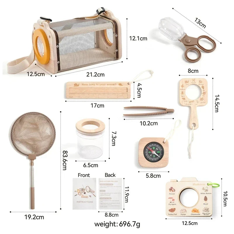Kids Bug Observation Kit Wood Components & Magnifying Tools