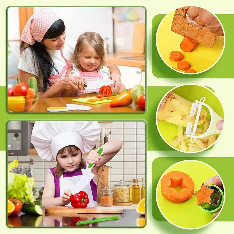 Kids Cooking Tool Set Easy-Grip 6-Piece Cutting & Peeling
