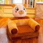 Kids' Storage Bench Foldable Animal Design Padded Velour Seat